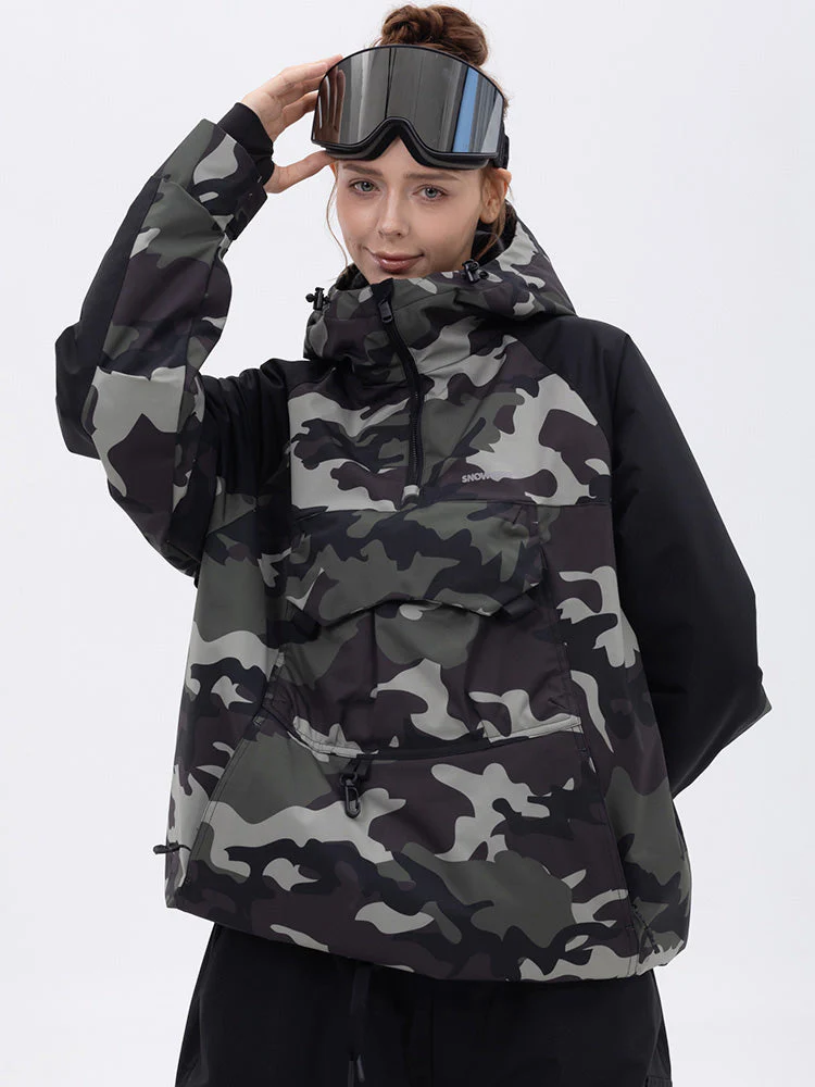 Women's Mountain Freestyle Cargo Pocket Bomber Camo Snowboard Jacket - Image 4