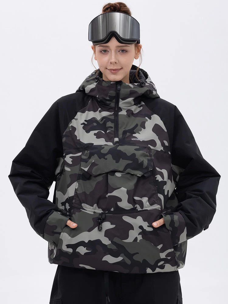 Women's Mountain Freestyle Cargo Pocket Bomber Camo Snowboard Jacket - Image 5