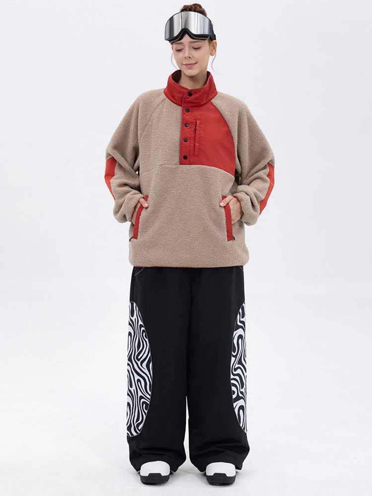 Women's Mountain-Ready Faux Sherpa Fleece Pullover & Swaggy Reflective Cargo Snow Pants - Image 11
