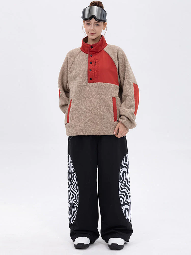 Women's Mountain-Ready Faux Sherpa Fleece Pullover & Swaggy Reflective Cargo Snow Pants - Image 12