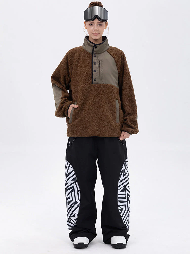 Women's Mountain-Ready Faux Sherpa Fleece Pullover & Swaggy Reflective Cargo Snow Pants - Image 3