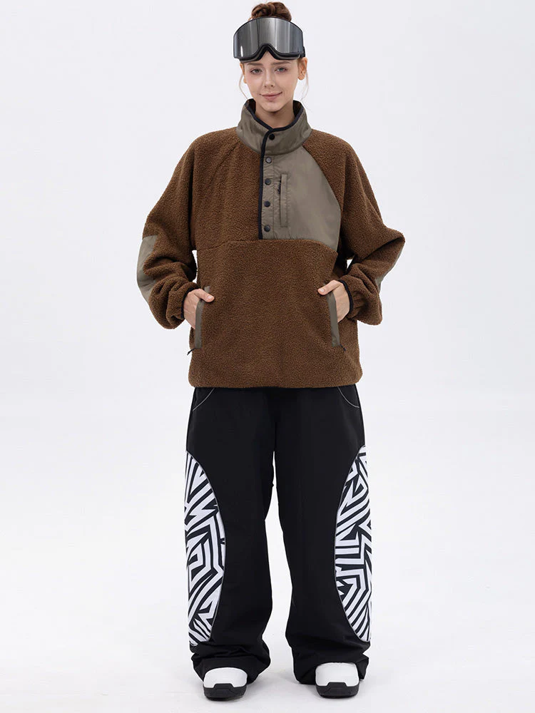 Women's Mountain-Ready Faux Sherpa Fleece Pullover & Swaggy Reflective Cargo Snow Pants - Image 4