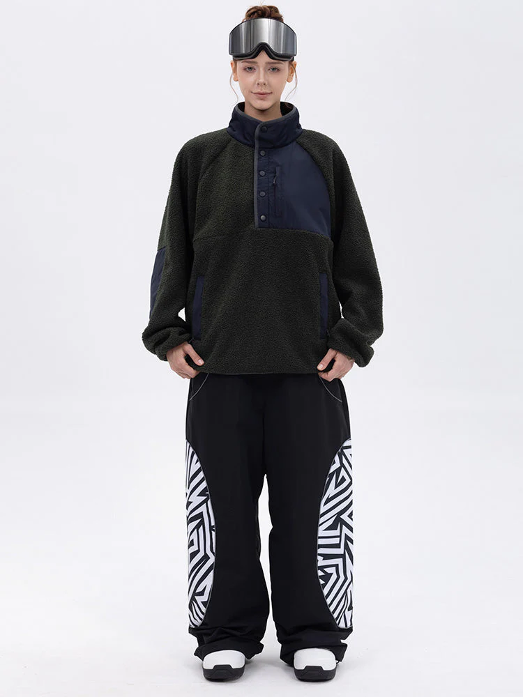 Women's Mountain-Ready Faux Sherpa Fleece Pullover & Swaggy Reflective Cargo Snow Pants - Image 7