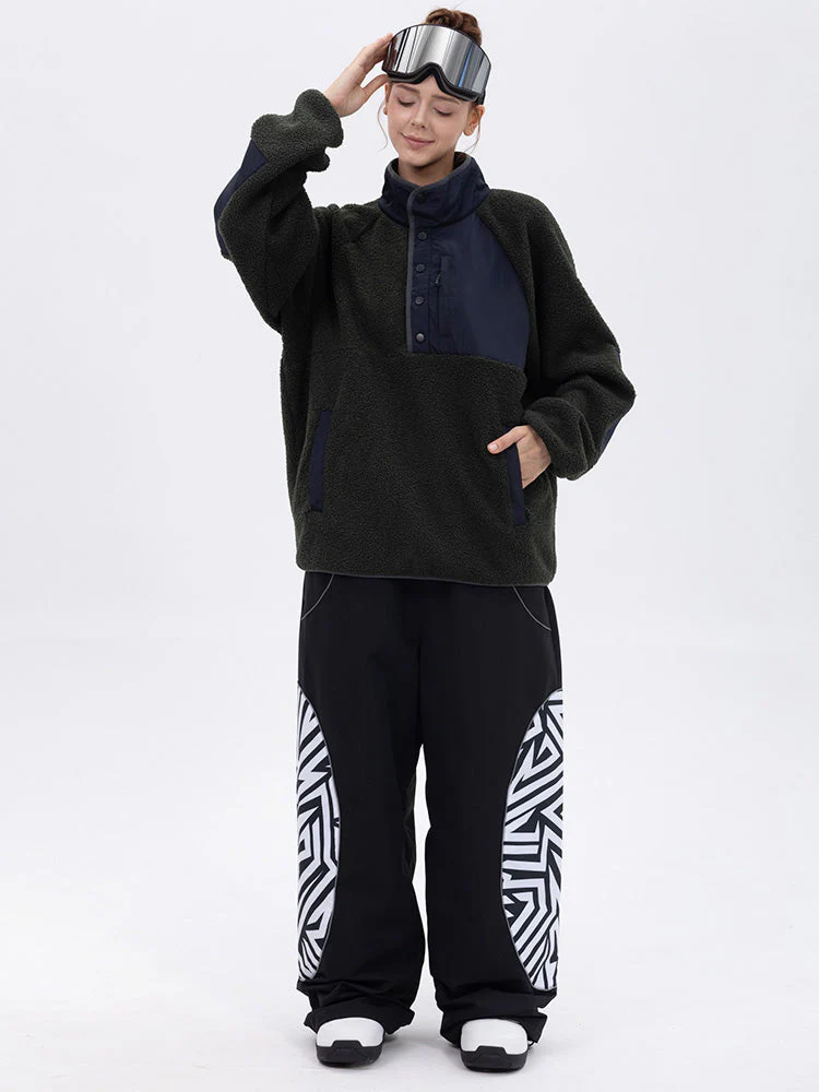 Women's Mountain-Ready Faux Sherpa Fleece Pullover & Swaggy Reflective Cargo Snow Pants - Image 8