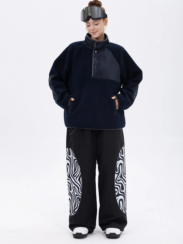 Women's Mountain-Ready Faux Sherpa Fleece Pullover & Swaggy Reflective Cargo Snow Pants - Image 9