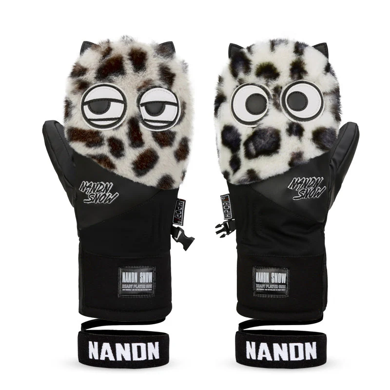 Women's Nandn Snow Mascot Furry Snowboard Gloves Winter Mittens - Image 6