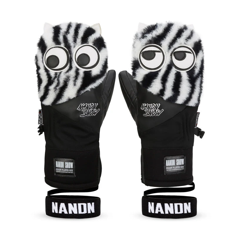 Women's Nandn Snow Mascot Furry Snowboard Gloves Winter Mittens - Image 7