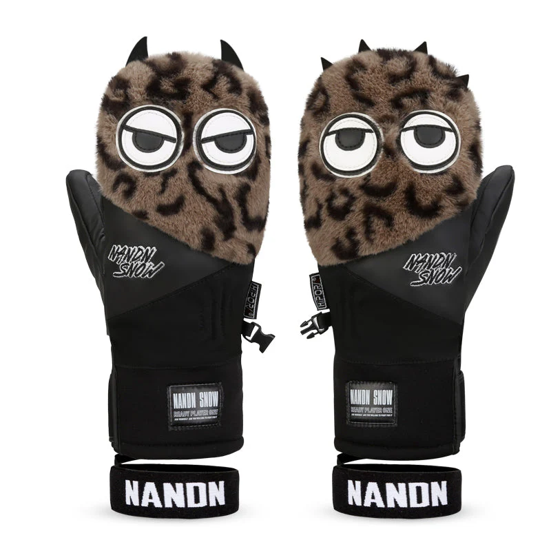 Women's Nandn Snow Mascot Furry Snowboard Gloves Winter Mittens - Image 8