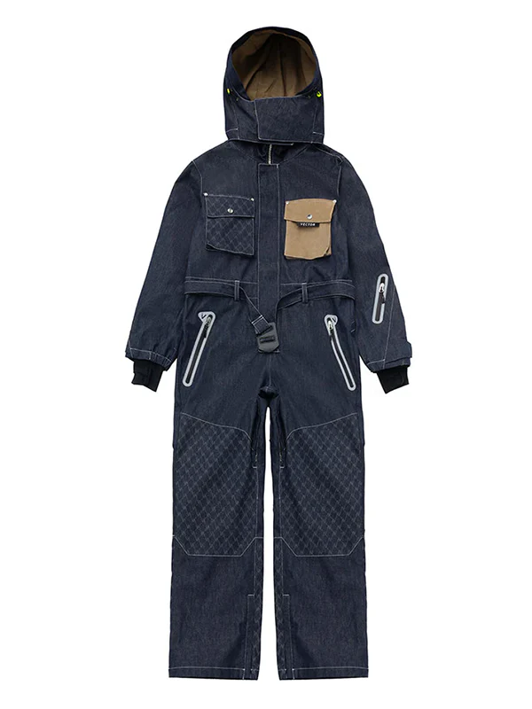 Women's Vector Nebula Spliced Denim Snowsuit One Piece - Image 3