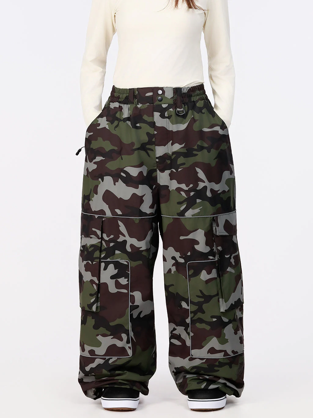 Women's Nightline Park Rider Reflective Trim Cargo Pockets Baggy Snow Pants - Image 38