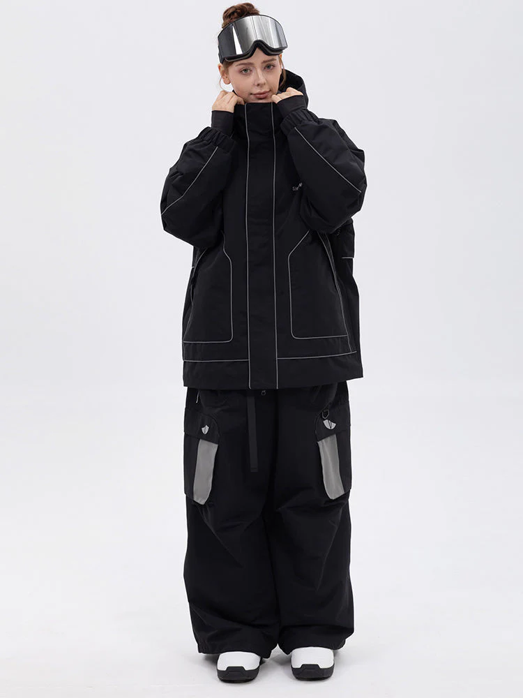 Women's NightRide Chill Reflective Snow Suit – Mountain Jacket & Baggy Cargo Pants Set - Image 2
