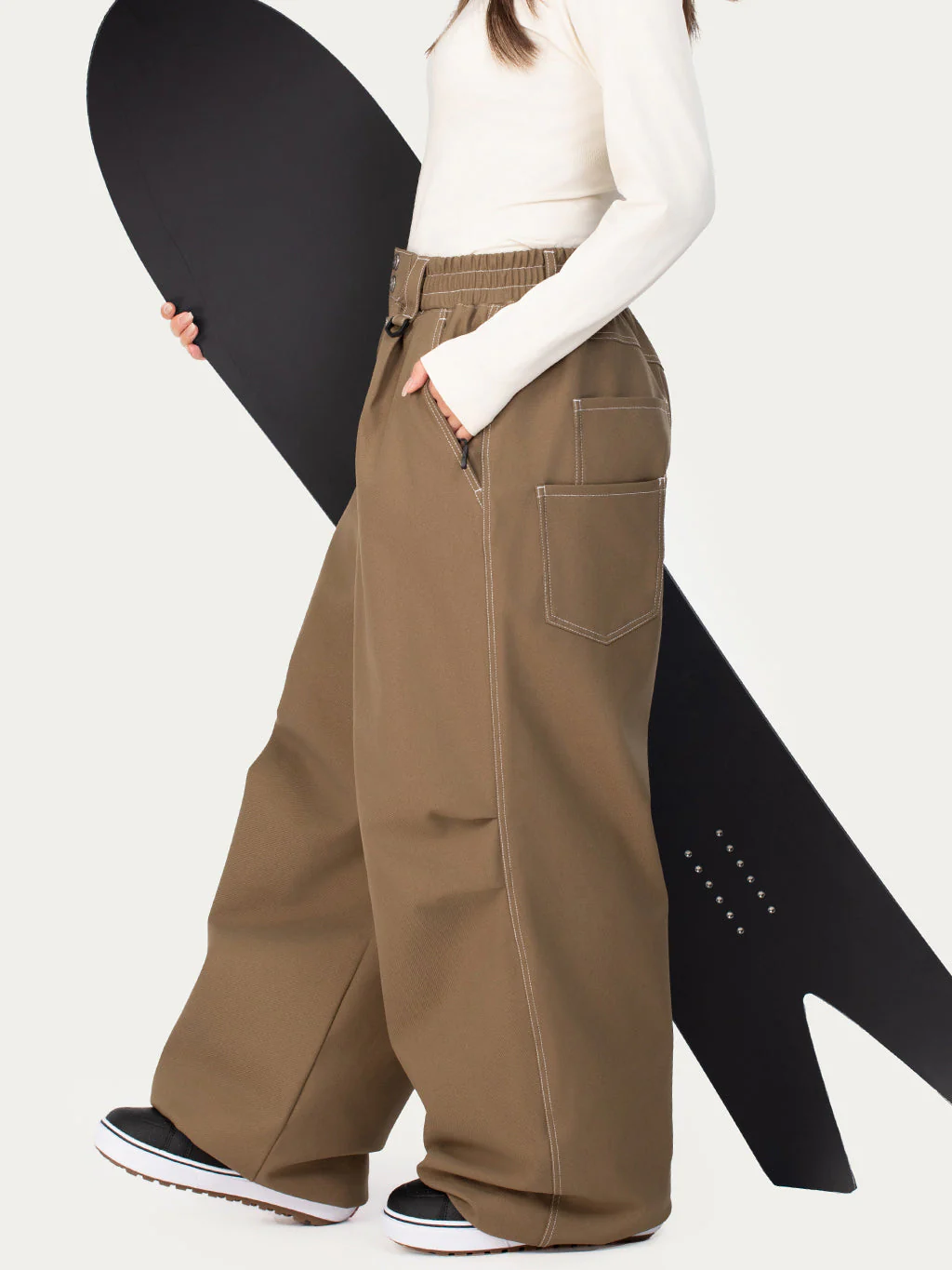 Women's Raw Utility Rivet Workwear Denim Snow Pants – Double Back Pocket Oversized Fit - Image 10