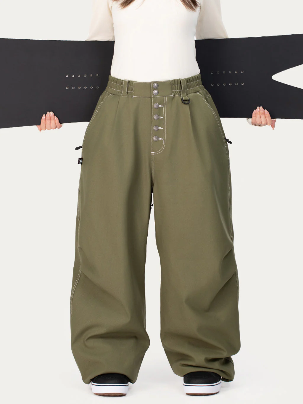 Women's Raw Utility Rivet Workwear Denim Snow Pants – Double Back Pocket Oversized Fit - Image 16