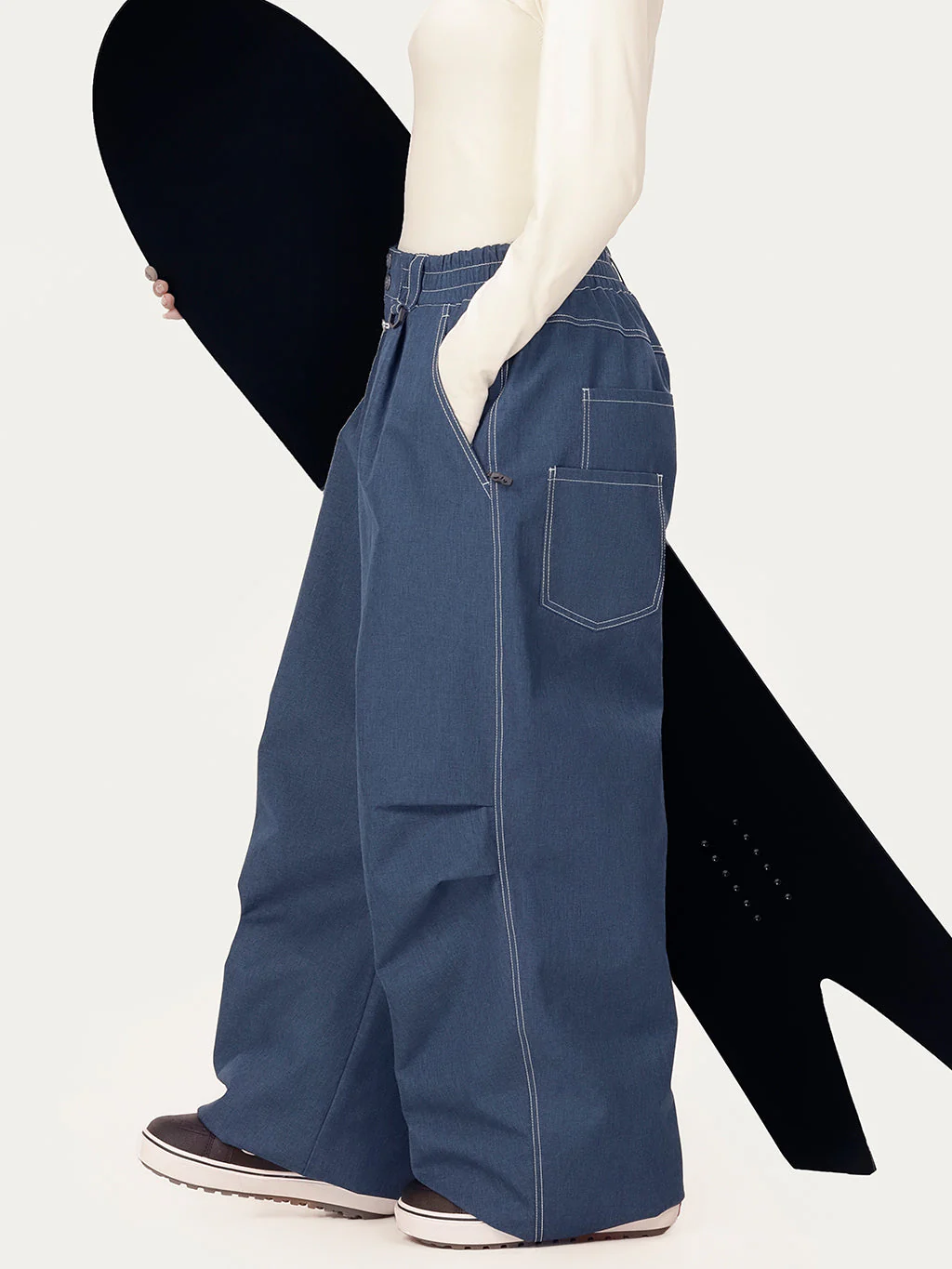 Women's Raw Utility Rivet Workwear Denim Snow Pants – Double Back Pocket Oversized Fit - Image 2