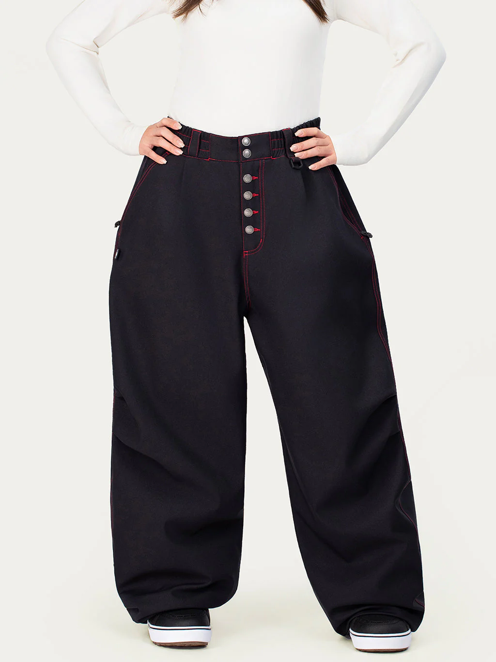 Women's Raw Utility Rivet Workwear Denim Snow Pants – Double Back Pocket Oversized Fit - Image 5