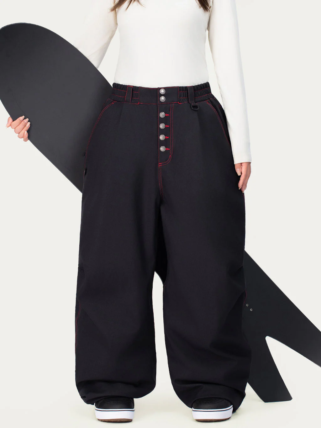 Women's Raw Utility Rivet Workwear Denim Snow Pants – Double Back Pocket Oversized Fit - Image 7