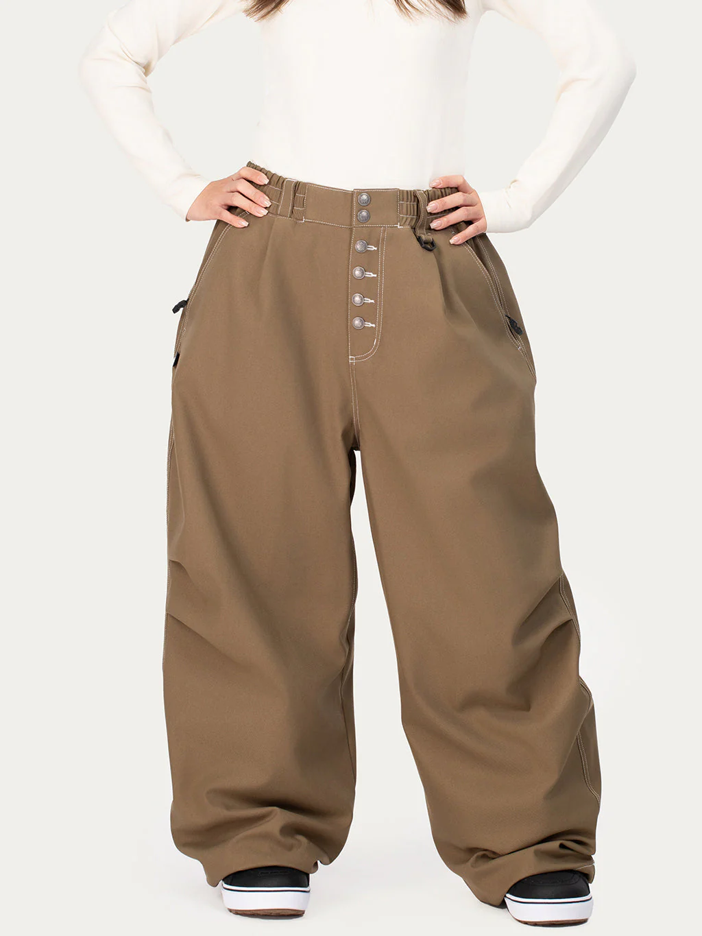 Women's Raw Utility Rivet Workwear Denim Snow Pants – Double Back Pocket Oversized Fit - Image 9