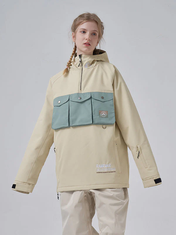 Women's RAWRWAR 3 Cargo Pow Line Pockets Half Zipper Snow Jacket - Image 7