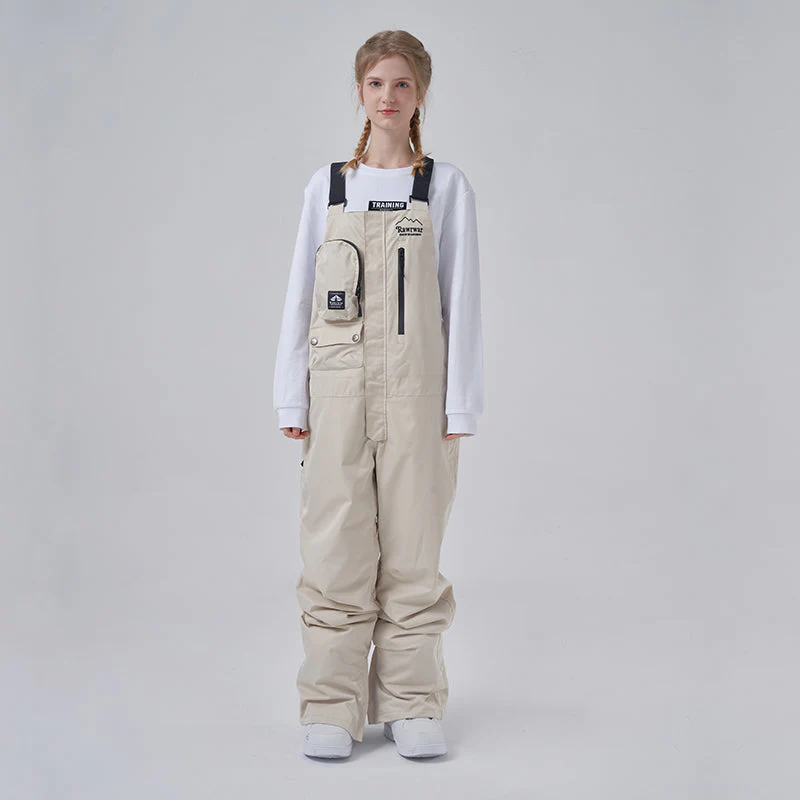 Women's RAWRWAR Ice Storm Pocket Solid Snow Bibs Pants - Image 7
