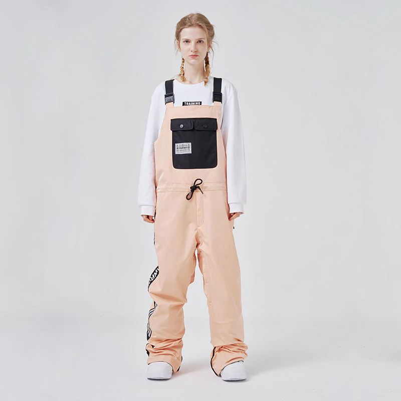 Women's RAWRWAR Winter Collective Large Pocket Stripe Snow Bibs Pants - Image 5