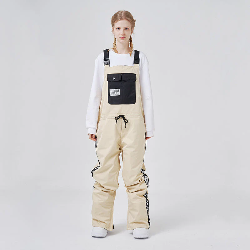 Women's RAWRWAR Winter Collective Large Pocket Stripe Snow Bibs Pants - Image 8