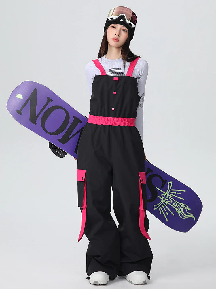 Women's Searipe ChillFlex Strap Accent Baggy Snow Bib Overalls Pants - Image 2