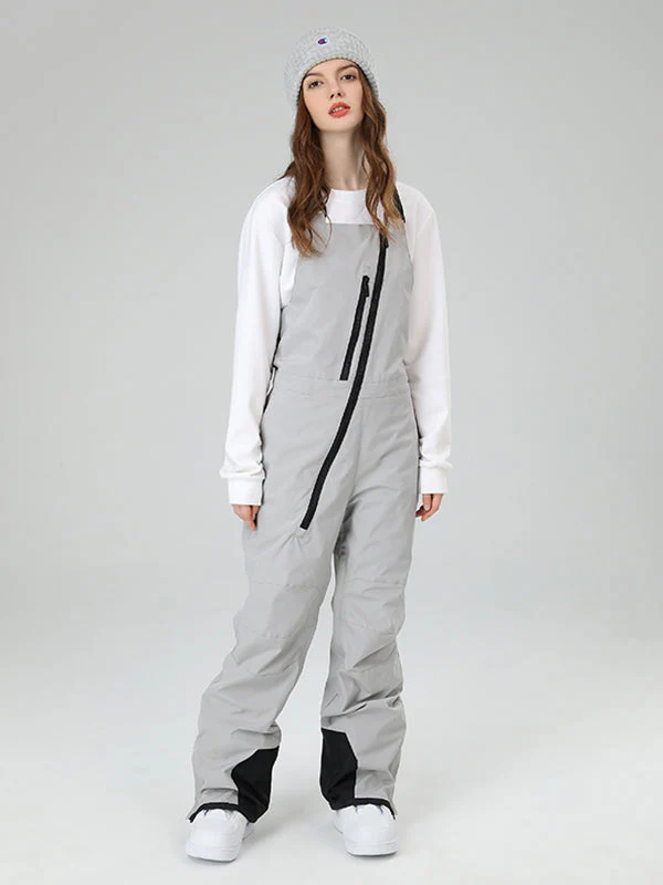 Women's Searipe Oblique Zipper Winter Crew Snow Pants Ski Bibs - Image 14