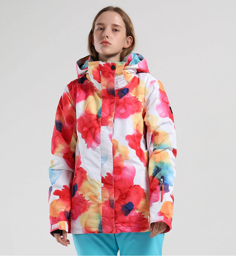 Women's SMN Mountain Freeze Colorful Print Waterproof Winter Snowboard Jacket - Image 13