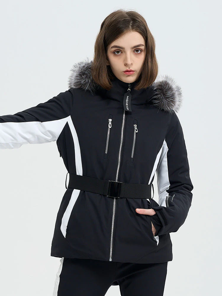 Women's SnowCharm Insulated Slim Down Ski Jacket with Detachable Fur - Image 2