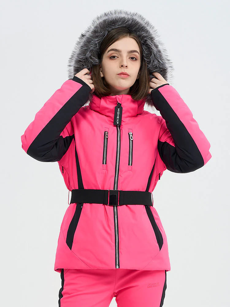 Women's SnowCharm Insulated Slim Down Ski Jacket with Detachable Fur - Image 3