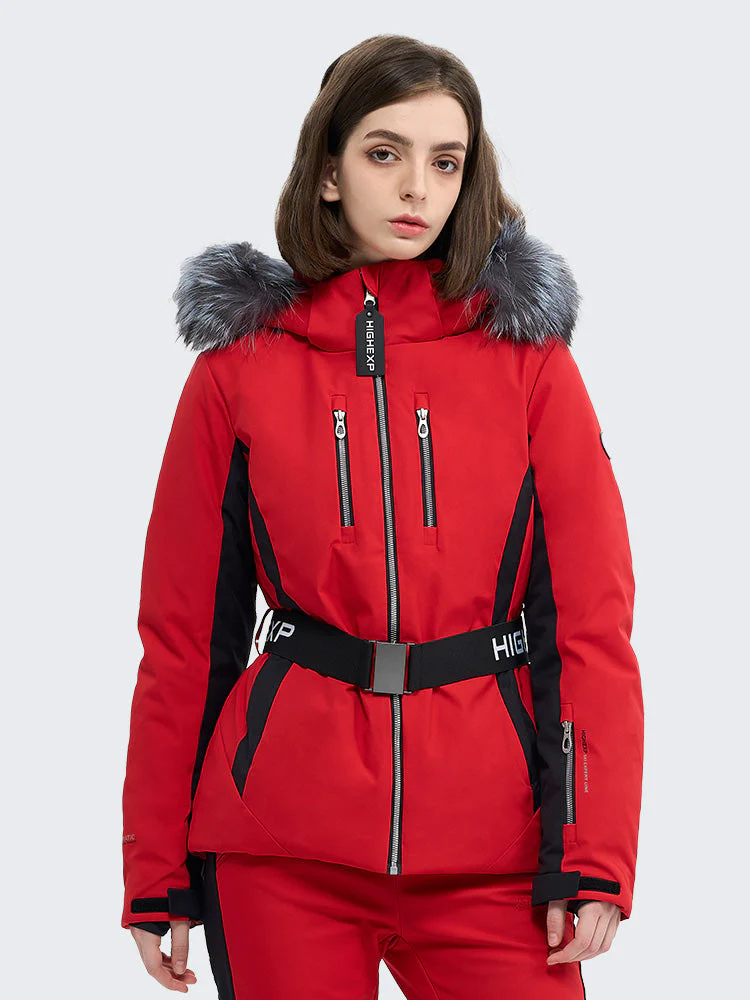 Women's SnowCharm Insulated Slim Down Ski Jacket with Detachable Fur - Image 7