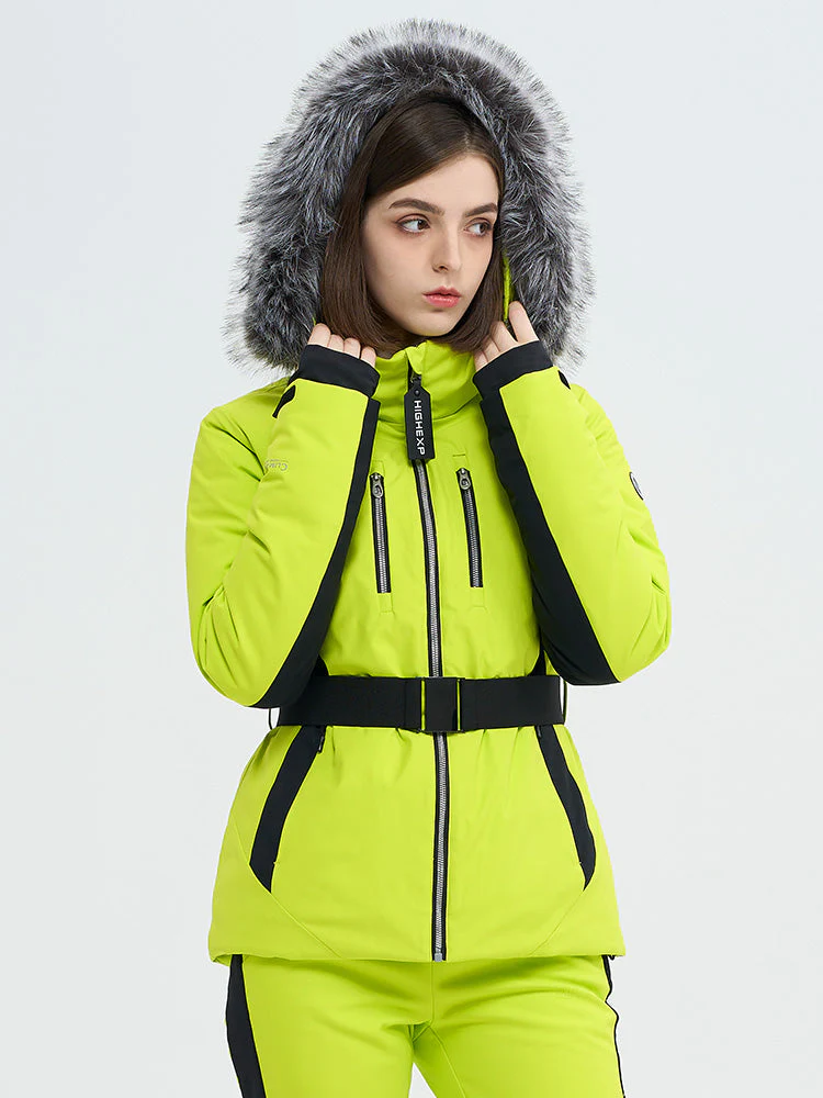 Women's SnowCharm Insulated Slim Down Ski Jacket with Detachable Fur - Image 9