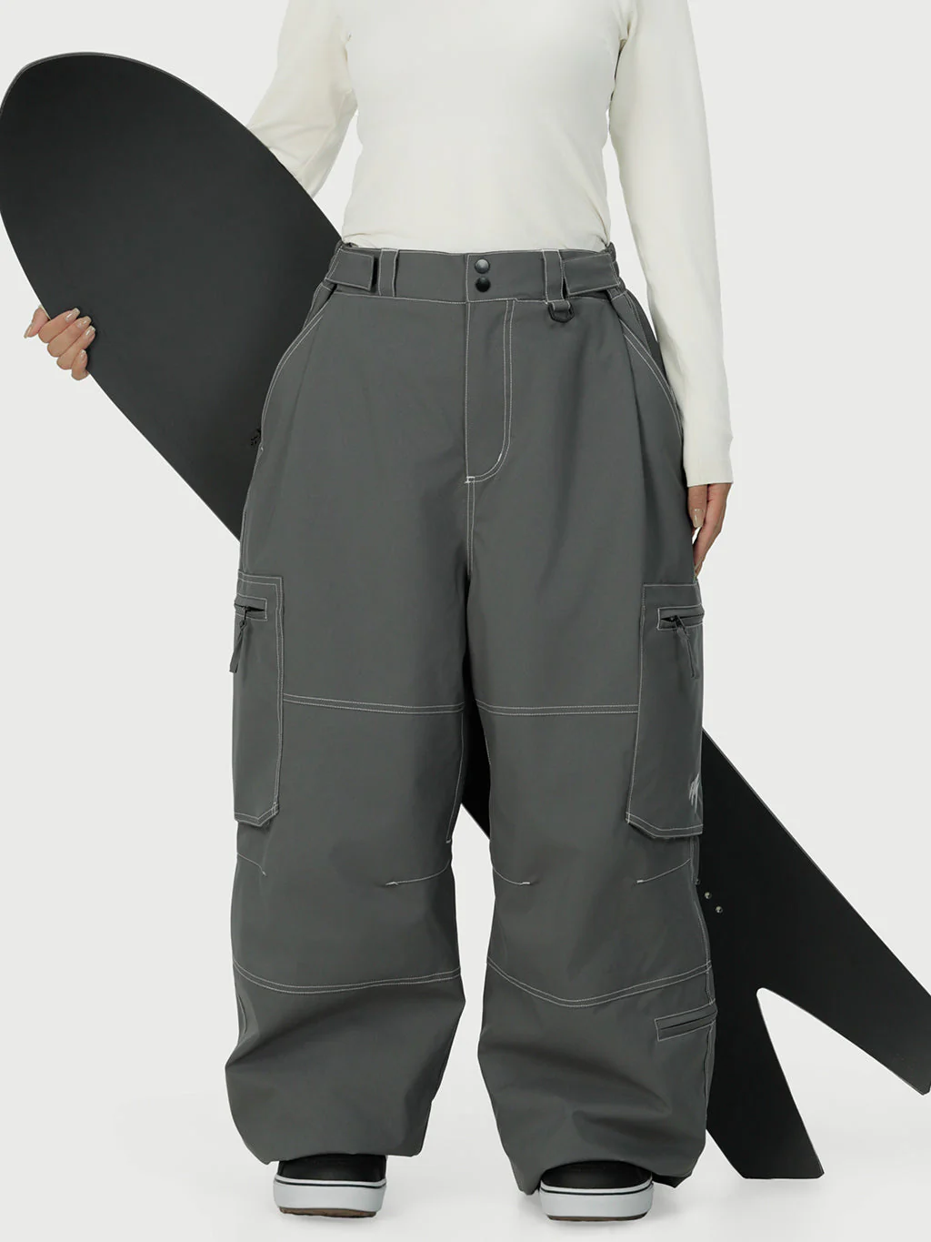 Women's Wild Soul Crew Utility Cargo Snow Pants – Heavy Stitch Baggy Fit - Image 14