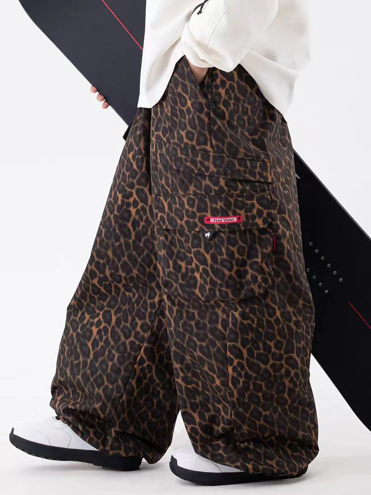Women's Wild Soul Steeze ParkRider Multi-Pocket Utility Cargo Leopard Snow Pants - Image 2