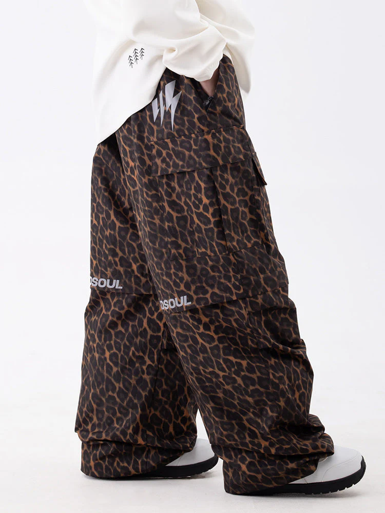 Women's Wild Soul Steeze Shred Master Baggy Street Cargo Leopard Snow Pants / Shorts - Image 3