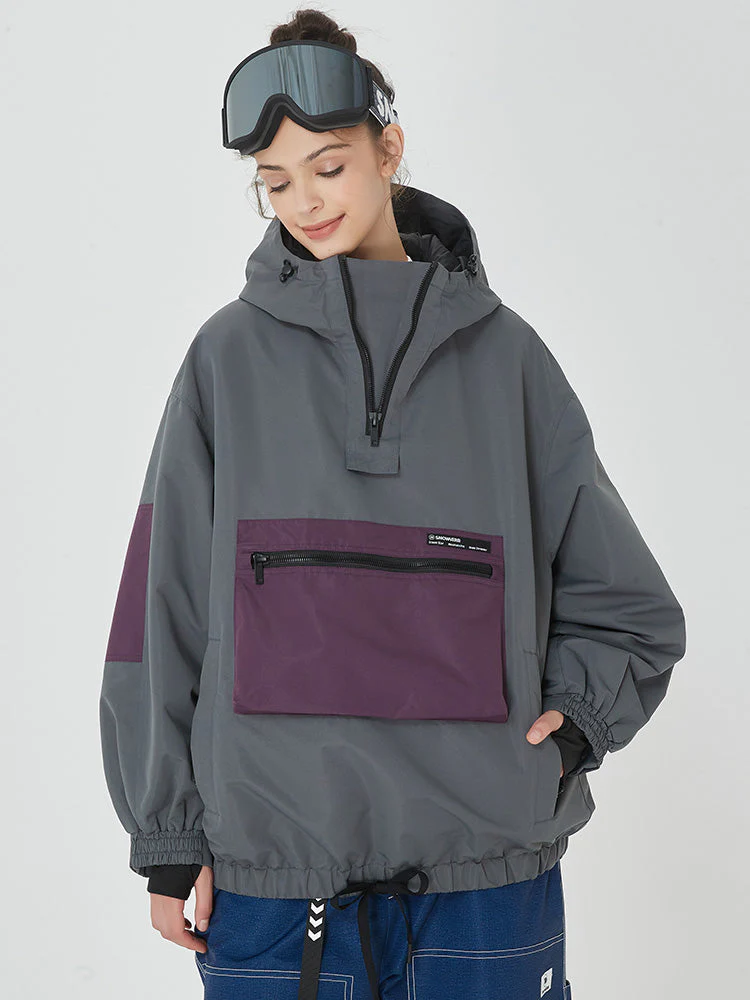 Women's Winter Bomber Baggy Snowboard Jacket Big Cargo Pocket Snow Coat - Image 10