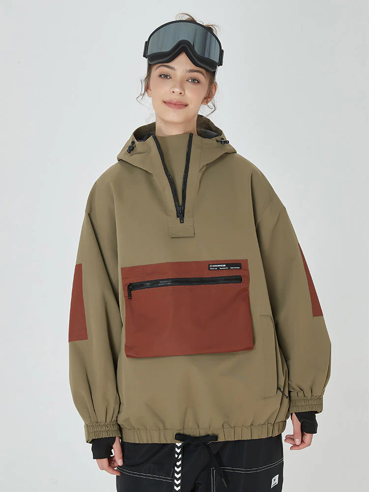 Women's Winter Bomber Baggy Snowboard Jacket Big Cargo Pocket Snow Coat - Image 4