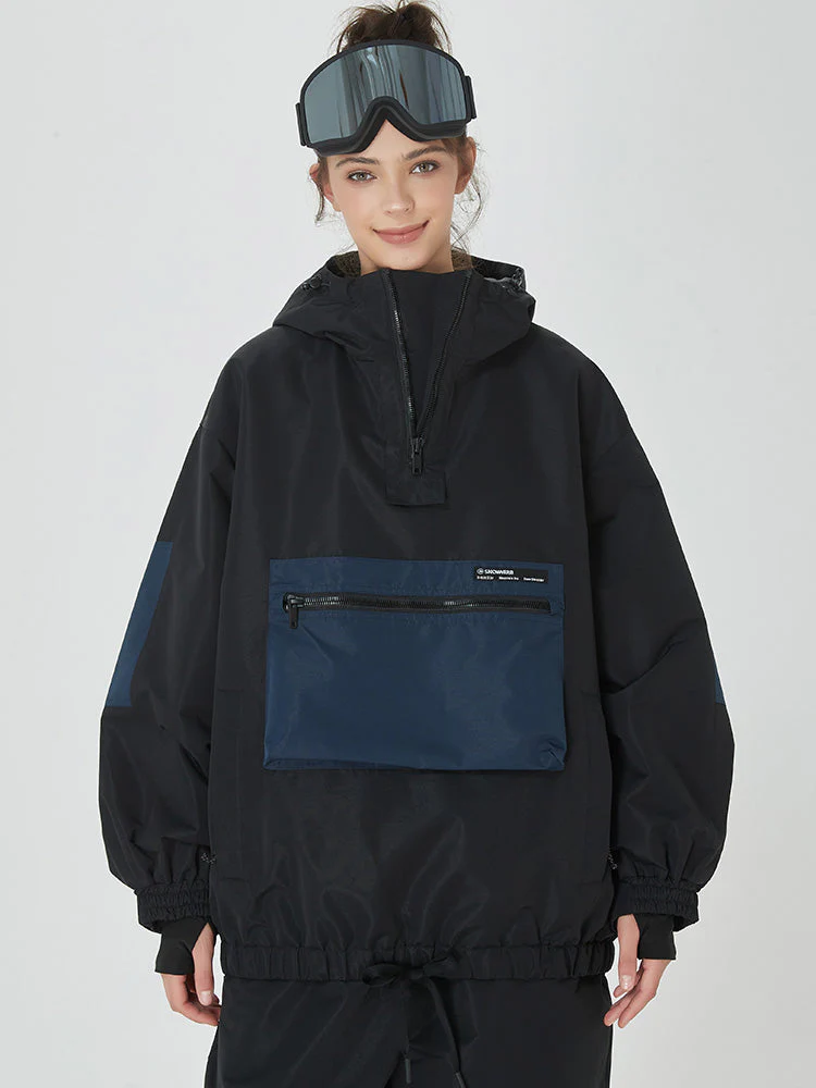 Women's Winter Bomber Baggy Snowboard Jacket Big Cargo Pocket Snow Coat - Image 7